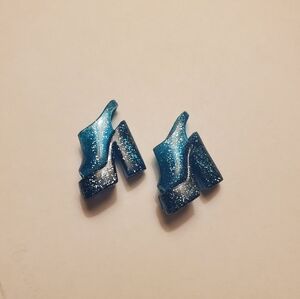 Sparkly Blue Platform Barbie Heels With Strap